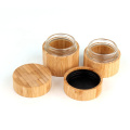 45ml 60ml 90ml bamboo shell glass jar with bamboo  lid on sale